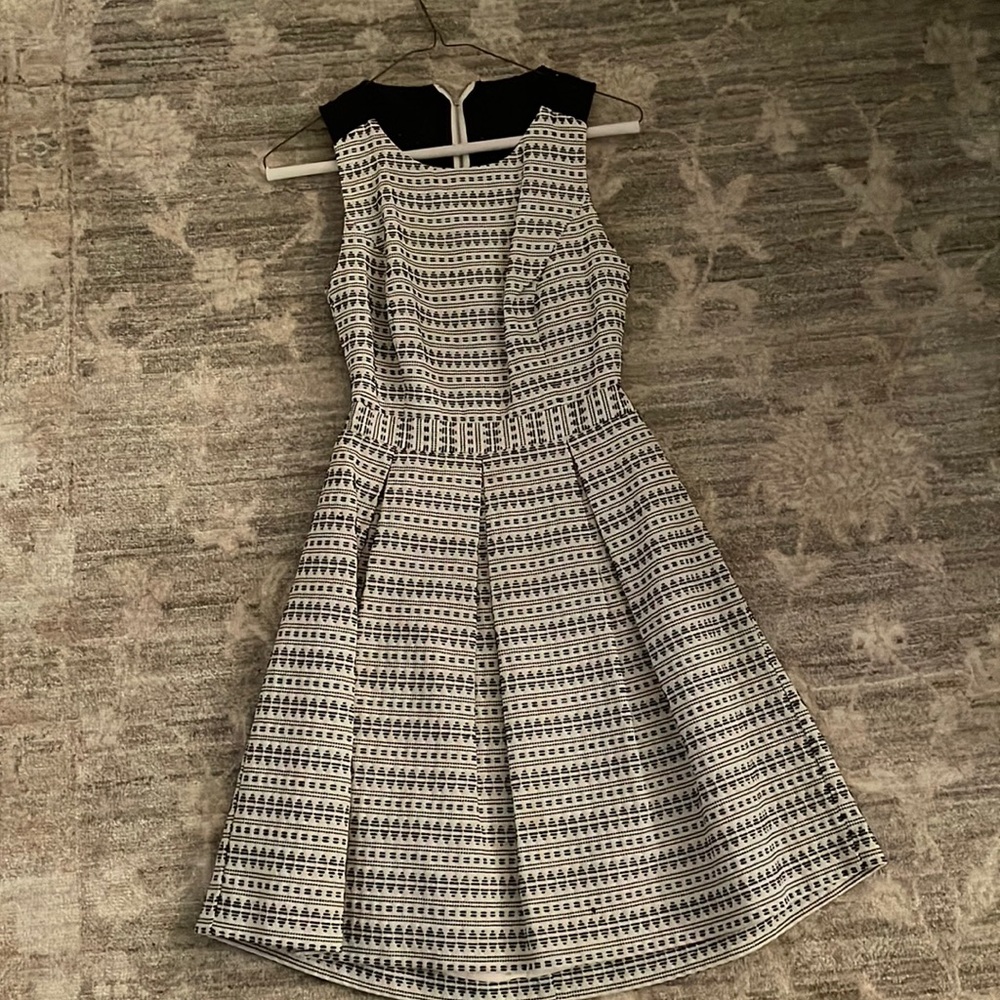 Black and white embroidered Trina Turk dress with open back